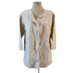 NWT Eileen Fisher Organic Cotton & Linen Blend Snap Button Jacket Sz L